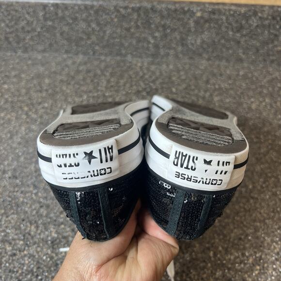 Converse All Star Low Top Women Sz 8 Sequined Black Canvas Sneaker Skate Lace Up - Picture 7 of 10